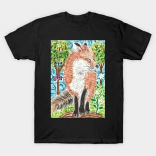 Cute  fox butterflies art T-Shirt